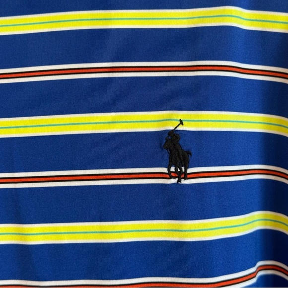Polo Ralph Lauren Performance Stripe Short Sleeve Polo Shirt‎ XL Blue Yellow Red - Picture 4 of 8